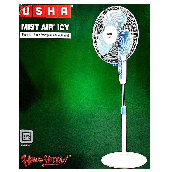 Usha Mist Air ICY 3 Blade 400mm Pedestal Fan (Blue)